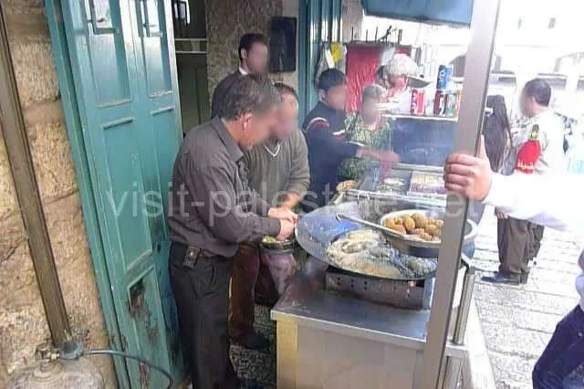 Falafel to Go is also available at the entrance. Of course, hot and fresh!! Falafel restaurant Afteem, Bethlehem