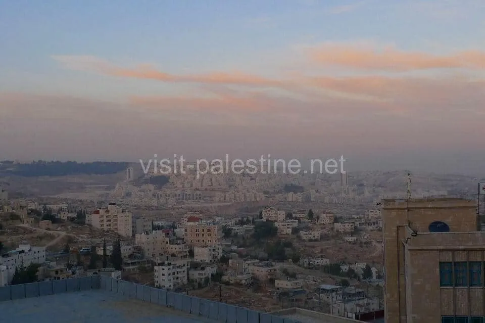 In the background is Har Homa, a settlement near Bethlehem, formerly a beautiful forest. Bethlehem Israeli settlement Har Homa