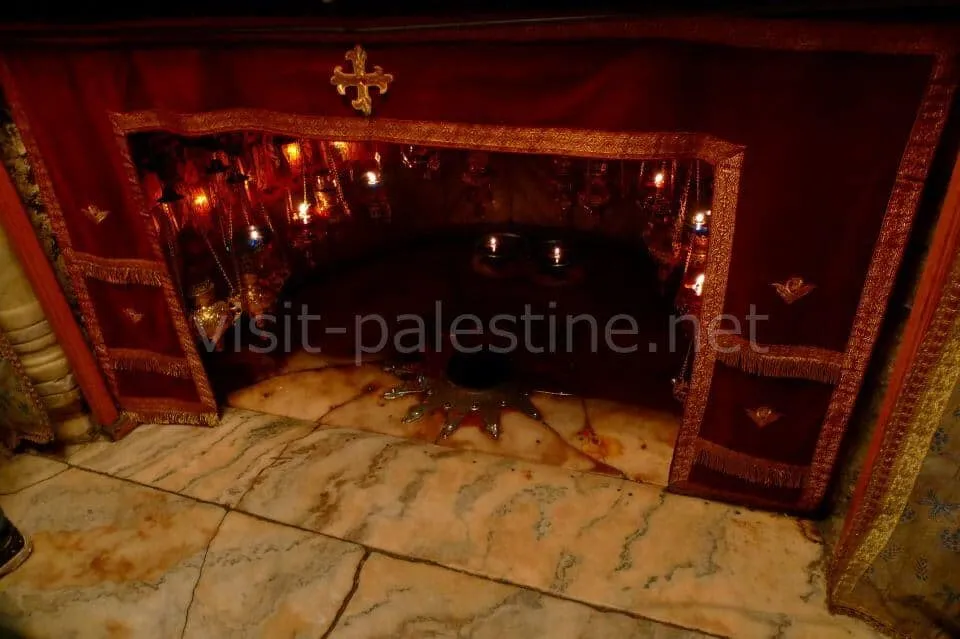 Where the star is buried is the exact spot of His birthplace. 14-pointed silver star of the Grotto of the Nativity