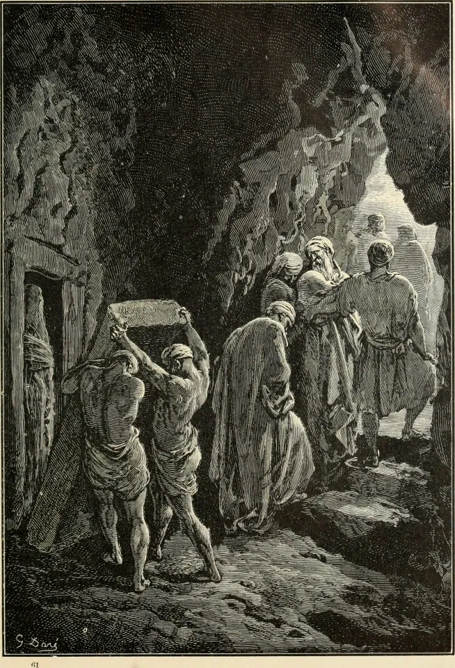 Abraham got his land for the first time to bury his wife, Sarah. Scene of burying Sarah, the Old Testament