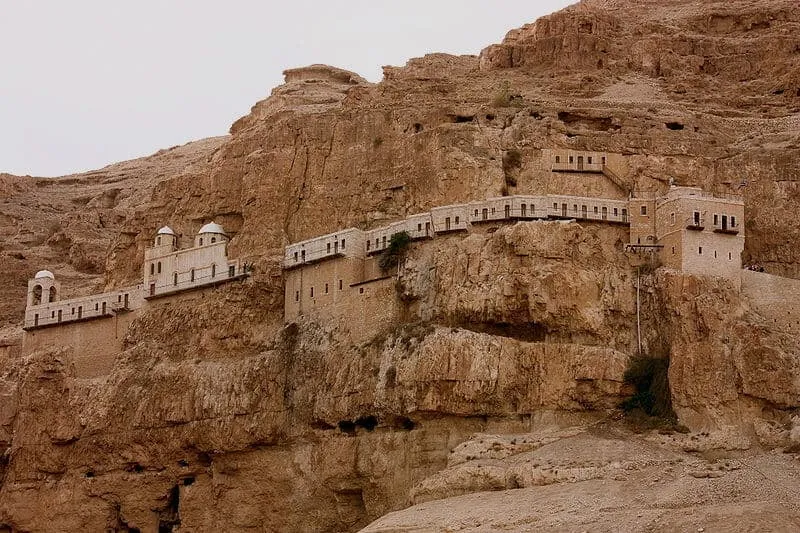 From the cliff, we can get a full view of the Dead Sea. Seetheholyland.net The Mount of Temptation, Jericho