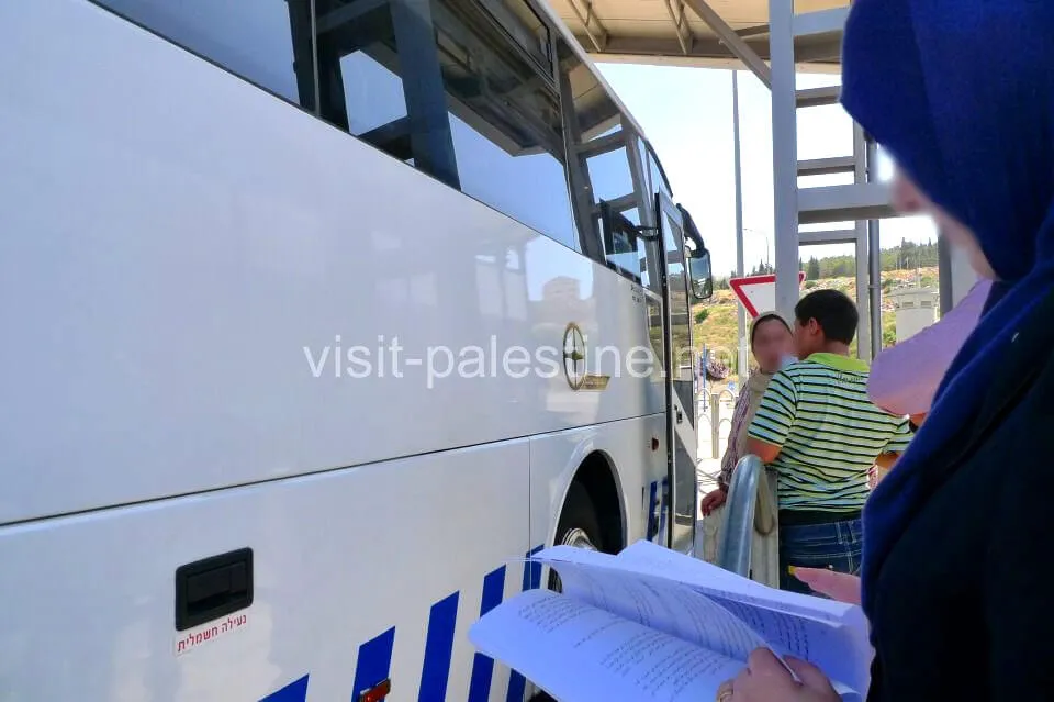 Passport control at a checkpoint (between Bethlehem and Jerusalem) Hebron road in Bethlehem