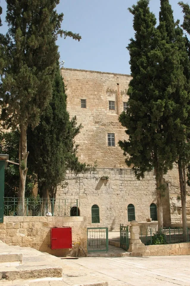 The first station is now a schoolyard. James Emery Jerusalem Via Dolorosa the 1th station