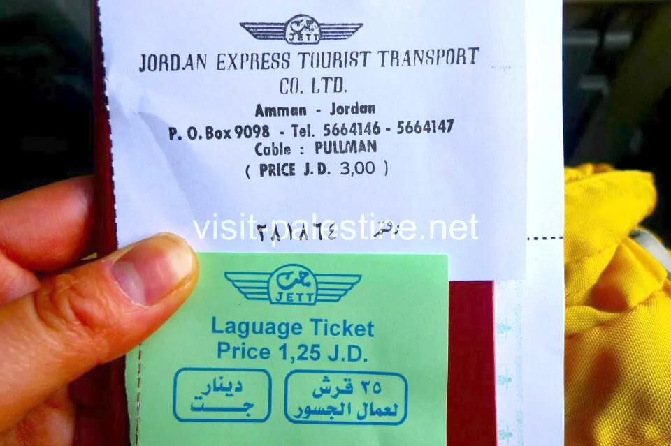 Bus ticket for crossing King Hussein border from Jordan Bus ticket for crossing King Hussein border from Jordan