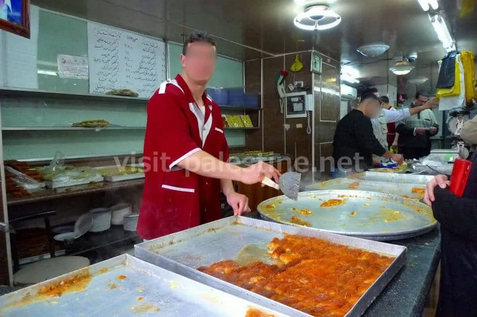 Because people come one after another, you can get always fresh ones from the oven. Nablus knafeh shop
