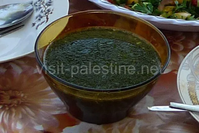 Palestinian mulukhiyah soup