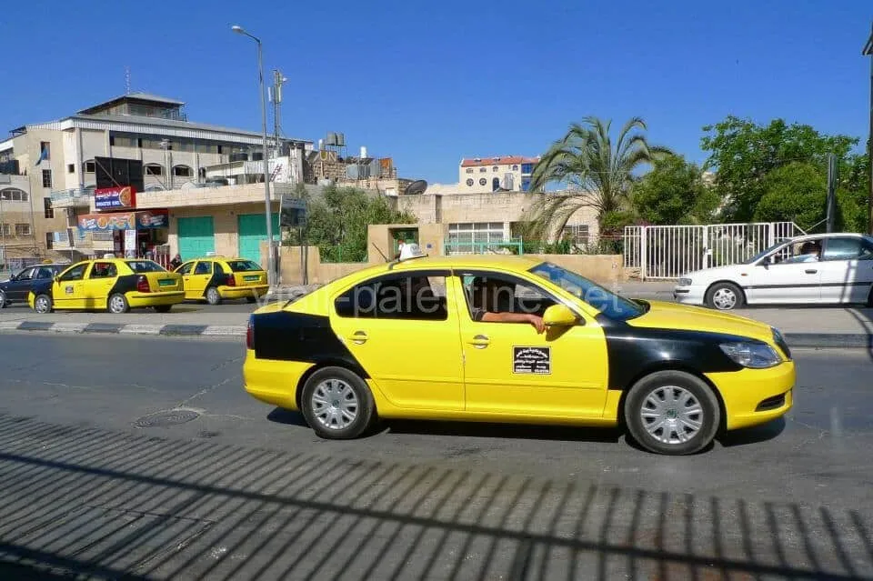 Can you find the difference with a taxi? It has black lines on the front side and the backside. Service in Palestine