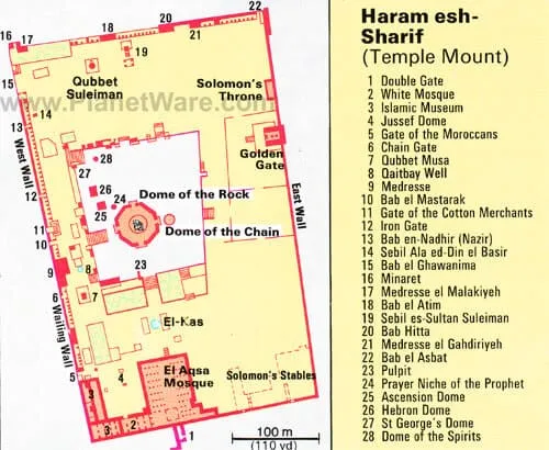 エルサレム 岩のドームのマップ