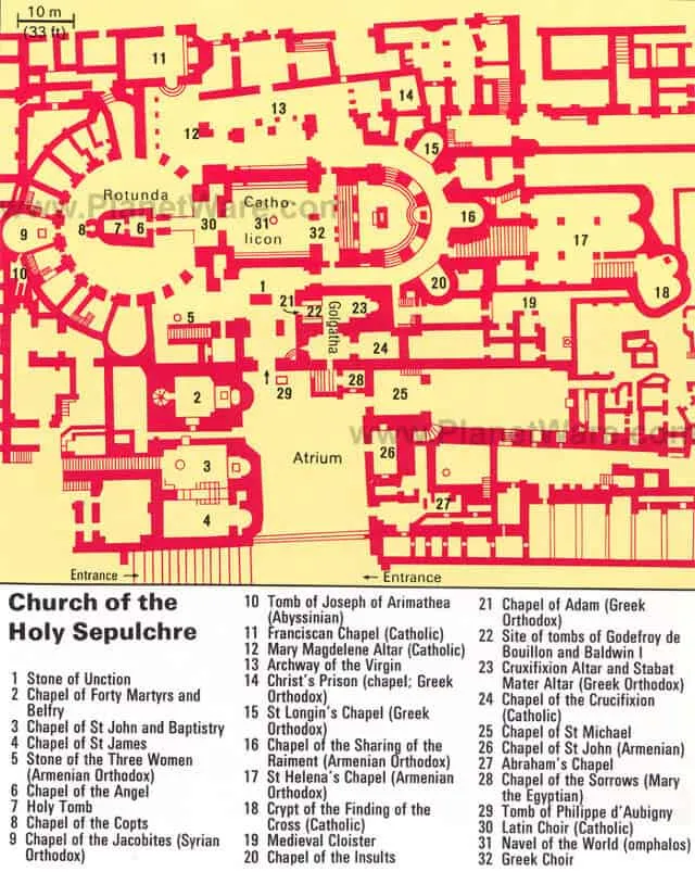 © PlanetWare Jerusalem a map of the Church of the Holy Sepulchre ©PlanetWare