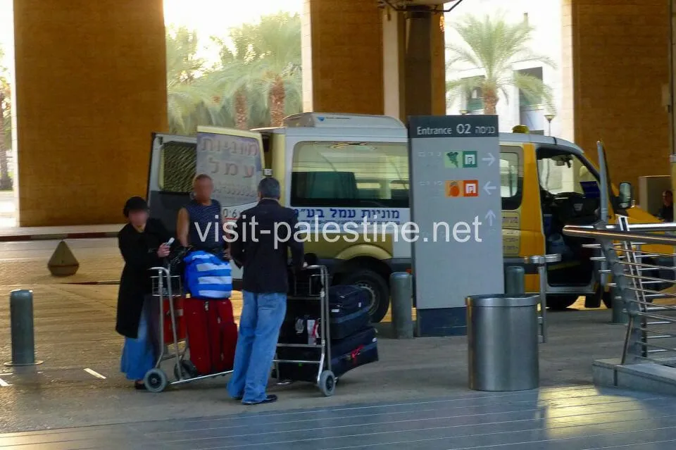 Sherut stop is just in front of the entrance of the 1st floor (arrival lobby). sherut at Ben Gurion Airport